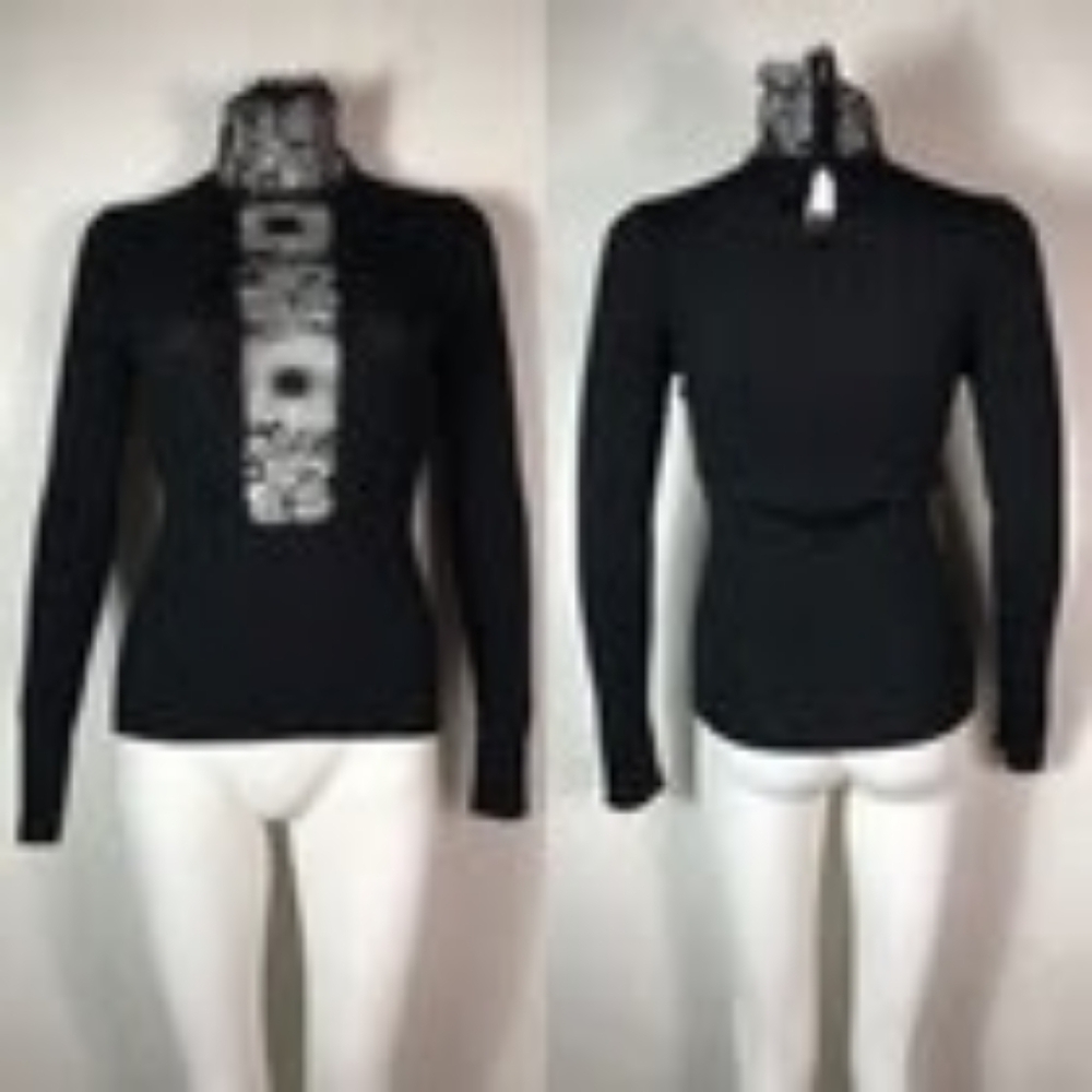 Rare Vintage Jean Paul Gaultier Black Lace Turtleneck Top